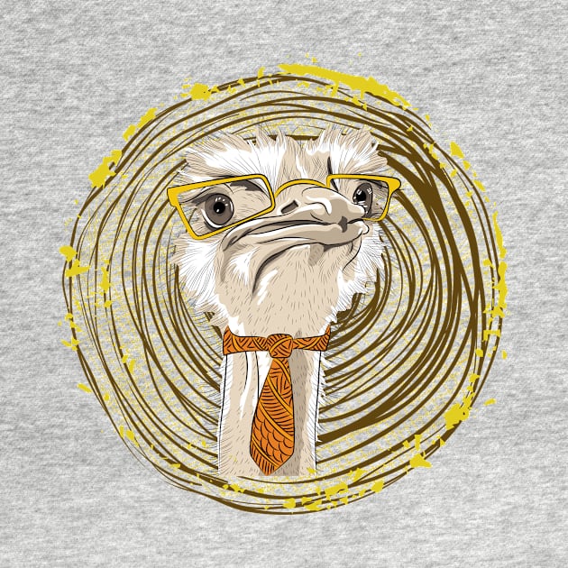 Funny Hipster Ostrich by NewWorldIsHere